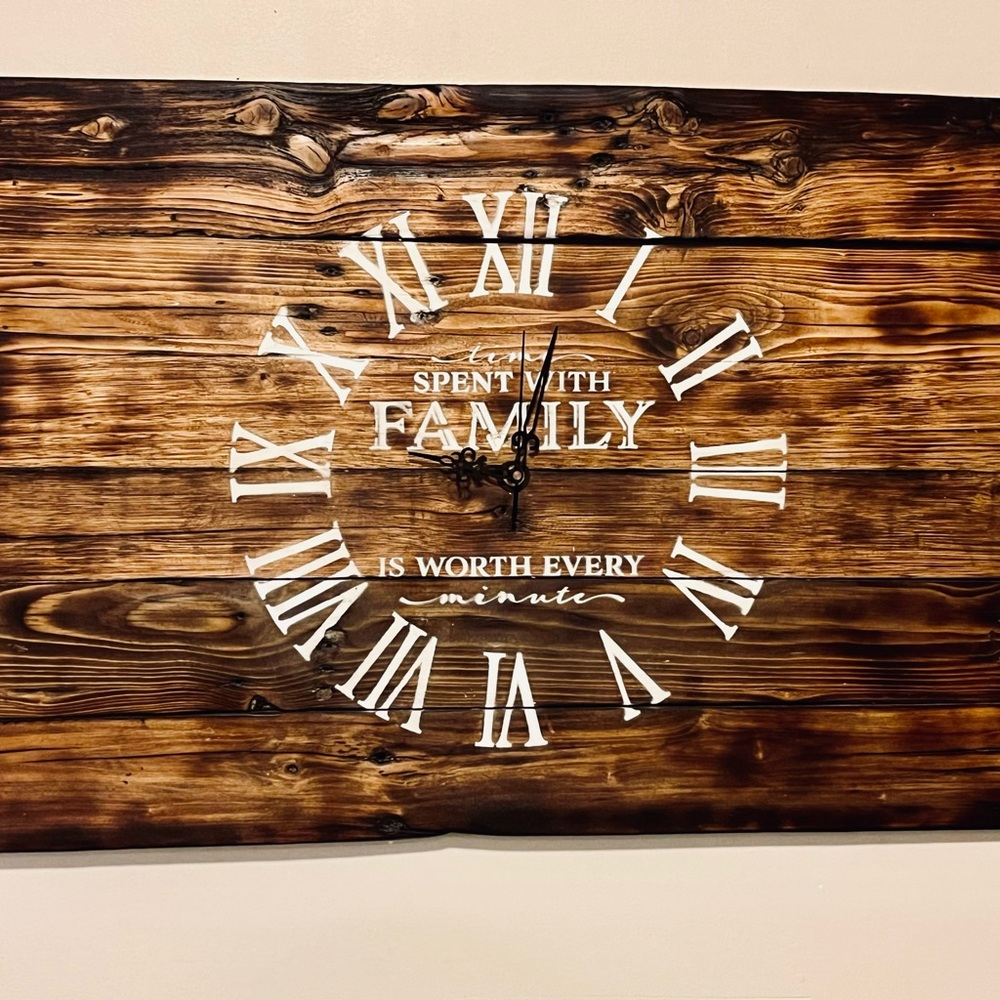 100% Handmade Pallet Clock “Time Spent With Family Is Worth Every Minute”